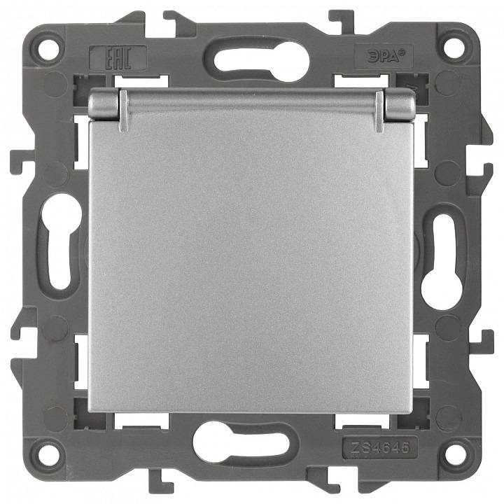 Фото Розетка с заземлением и со шторкой, без рамки с крышкой Эра Эра Elegance 14-2103-03 ER_B0034280 - интернет-магазин МегаТерем в Москве