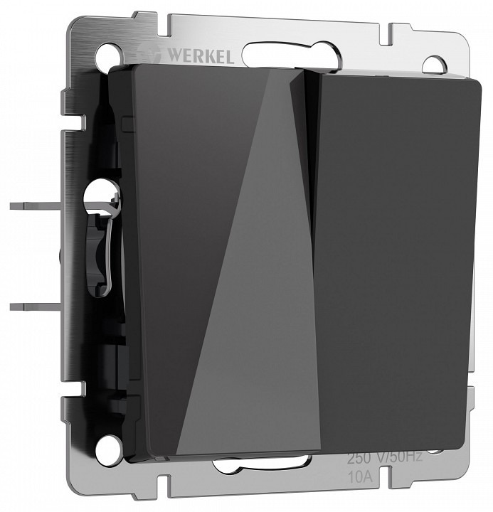 Фото Выключатель перекрестный двухклавишный без рамки Werkel черный акрил W1123048 WRK_a064048 - интернет-магазин МегаТерем в Москве