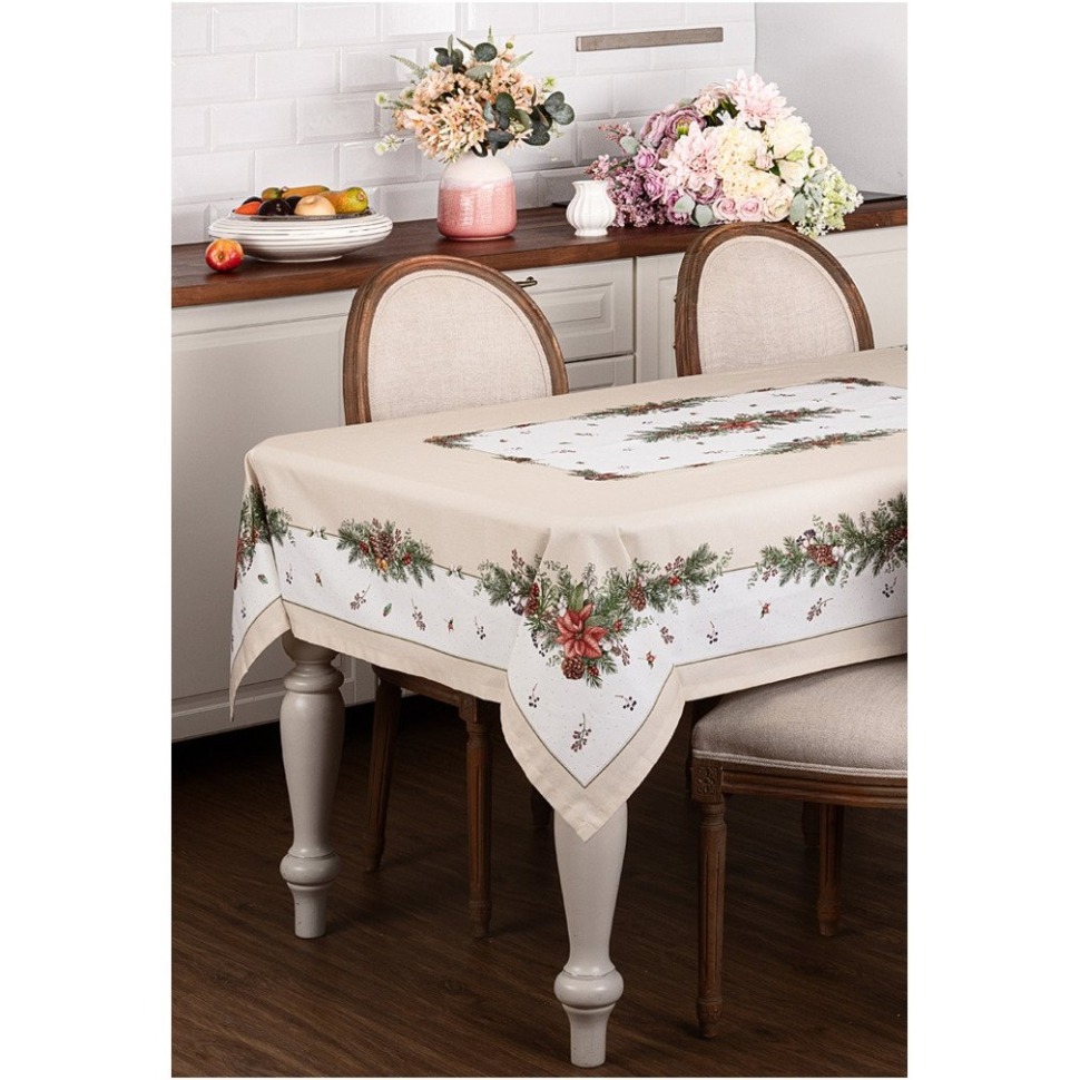 Фото Скатерть celebration 140х180см ,бежевый, 100% хлопок с пропиткой,твил,горох Lefard (850-734-23) - интернет-магазин МегаТерем в Москве