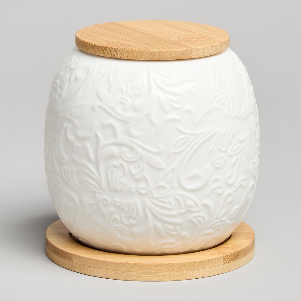 Фото Банка lefard muse с дер.крышкой на дер.подставке 10*11,5 см 600 мл (587-211)  - интернет-магазин МегаТерем в Москве