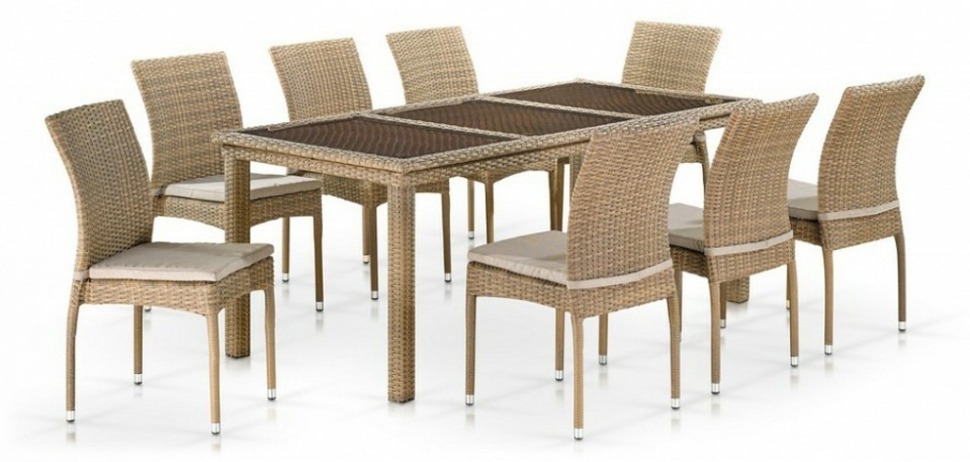 Фото Набор уличный T365/Y380B-W65 AFN_T365-Y380B-W65_8PCS_Light_Brown - интернет-магазин МегаТерем в Москве