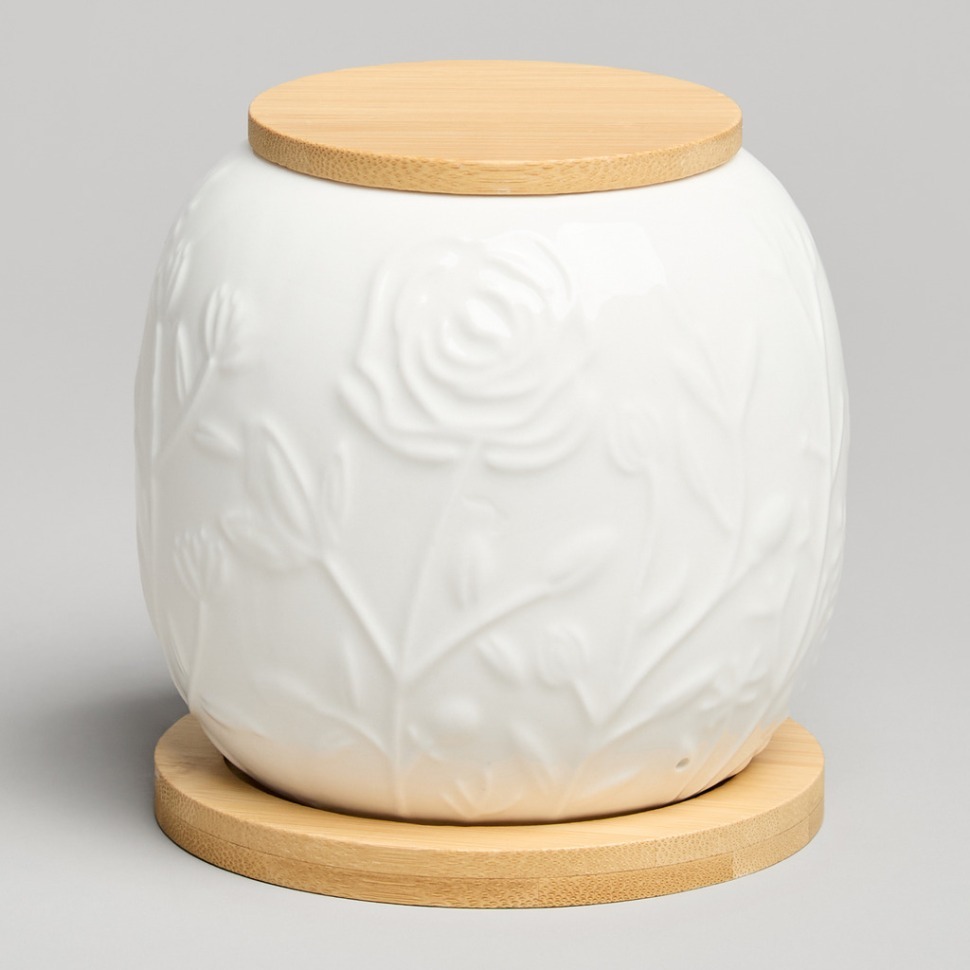 Фото Банка lefard meadow с дер.крышкой на дер.подставке 10*11,5 см 600 мл (587-212)  - интернет-магазин МегаТерем в Москве