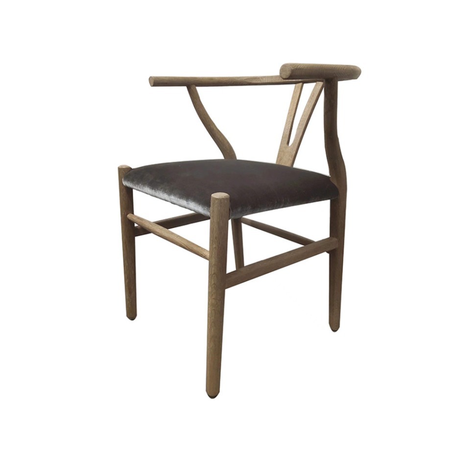 Фото Полукресло HDC942-OAK/HT1061-10, дуб, текстиль, grey, ROOMERS FURNITURE - интернет-магазин МегаТерем в Москве