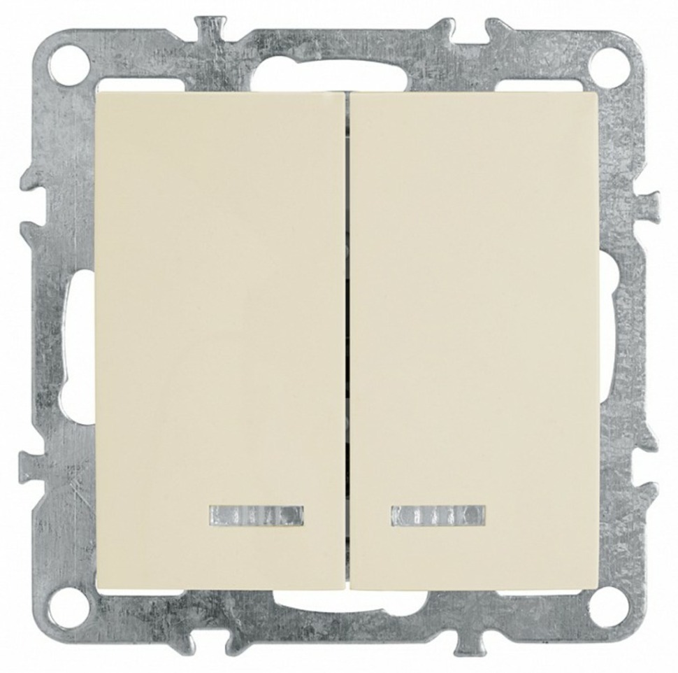 Фото Выключатель двухклавишный с подсветкой без рамки Stekker Эрна 39321 FE_39321 - интернет-магазин МегаТерем в Москве