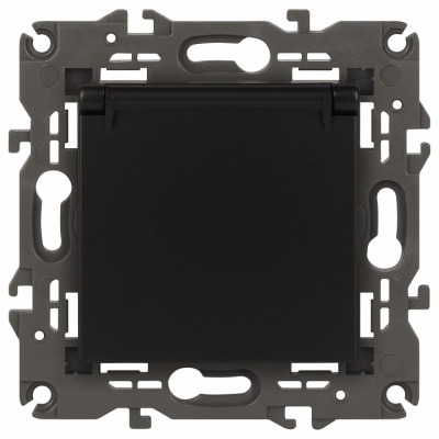 Розетка с заземлением и со шторкой, без рамки с крышкой Эра Эра Elegance 14-2103-05 ER_B0034282