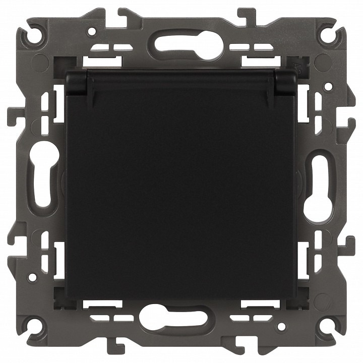 Фото Розетка с заземлением и со шторкой, без рамки с крышкой Эра Эра Elegance 14-2103-05 ER_B0034282 - интернет-магазин МегаТерем в Москве