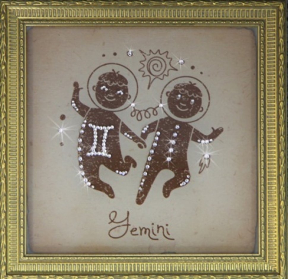 Фото Картина Близнецы малые с кристаллами Swarovski (1715) - интернет-магазин МегаТерем в Москве