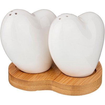 Набор для специй lefard "сердце" 2 пр. на дерев. подставке 13,3*11,5*1см (474-070) 