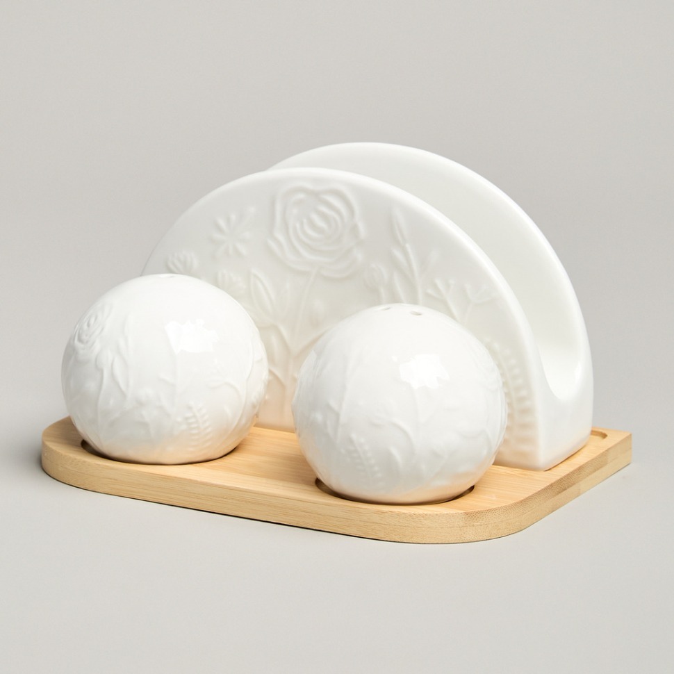 Фото Набор для специй lefard meadow 3 пр. на дер.подставке 15,5*11*9 см (587-216)  - интернет-магазин МегаТерем в Москве