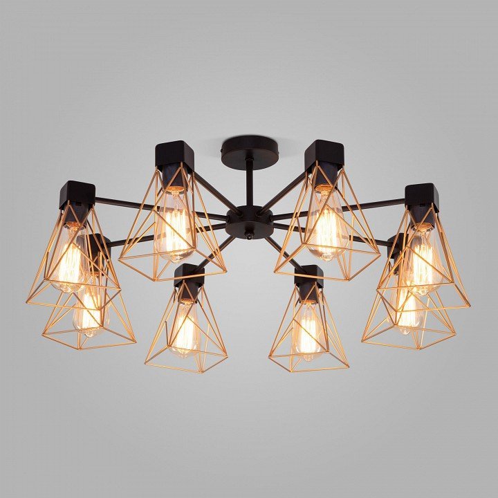 Фото Люстра на штанге Eurosvet Trappola 70107/8 черный/латунь EV_a061403 - интернет-магазин МегаТерем в Москве