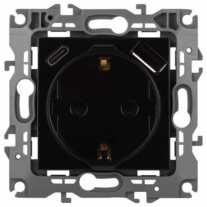 Фото Розетка с заземлением и со шторкой и 2хUSB, без рамки Эра Эра 12 12-4108-06 ER_B0067746 - интернет-магазин МегаТерем в Москве