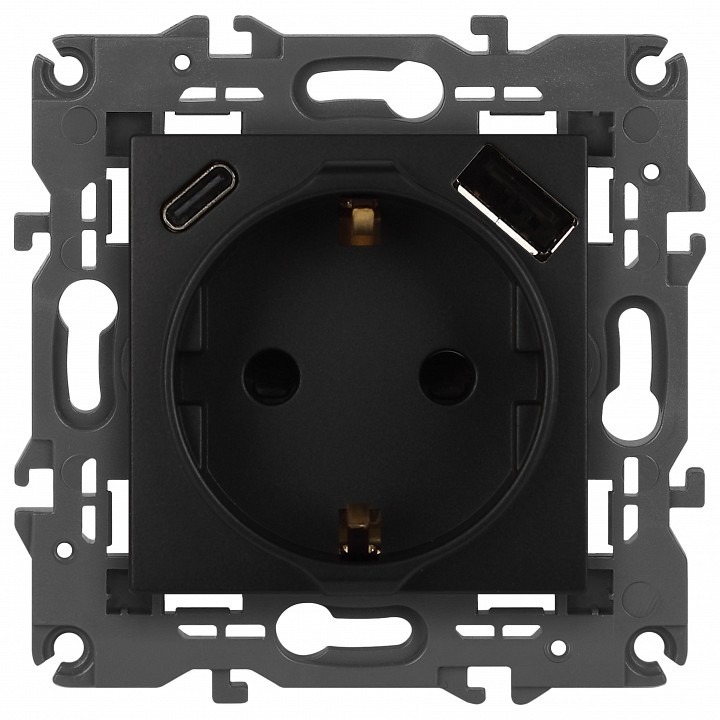 Фото Розетка с заземлением и со шторкой и 2хUSB, без рамки Эра Эра Elegance 14-4108-05 ER_B0067724 - интернет-магазин МегаТерем в Москве