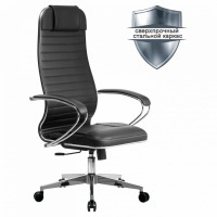 Кресло офисное МЕТТА К-6 хром экокожа сиденье и спинка мягкие черное 532453 (94568)