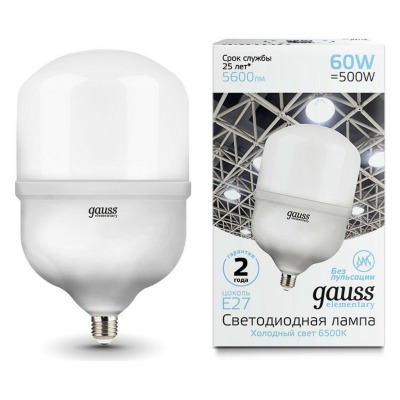 Лампа светодиодная Gauss Elementary LED T160 E27 60Вт 6500K 63236 GA_63236