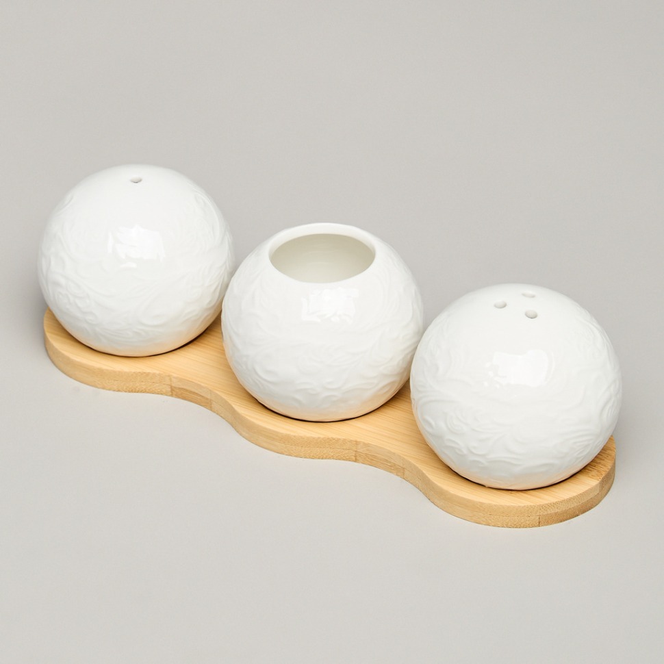 Фото Набор для специй lefard muse 3 пр. на дер.подставке 20*6*6 см (587-215)  - интернет-магазин МегаТерем в Москве