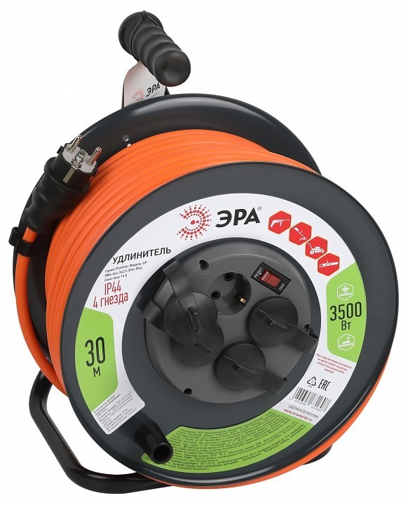 Фото Удлинитель с выключателем Эра  RMx-4es-3x2.5-30m-IP44 ER_B0052920 - интернет-магазин МегаТерем в Москве