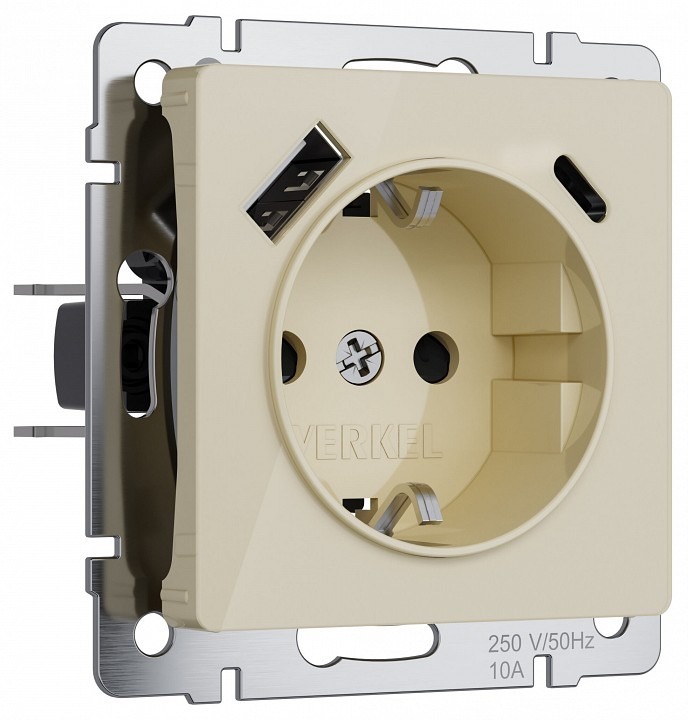 Фото Розетка с заземлением и со шторками и 2хUSB, без рамки Werkel айвори акрил W1171743 WRK_a064131 - интернет-магазин МегаТерем в Москве