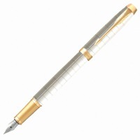 Ручка перьевая Parker "IM Premium Pearl GT" жемчужный лак позолоченные детали синяя 143856 (89443)