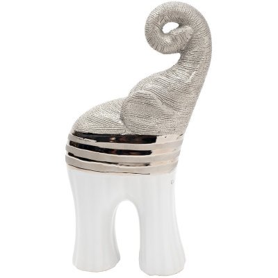 Статуэтка Слон белая с сере...