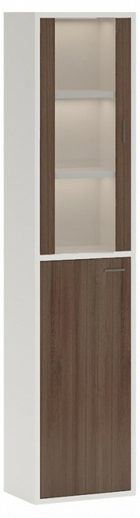 Фото Шкаф-витрина Домино СУ(ш1в2)+1ФГ+1ФС MER_SUsh1v2-1FG-1FS-BESH-belyj-shamoni-CH - интернет-магазин МегаТерем в Москве