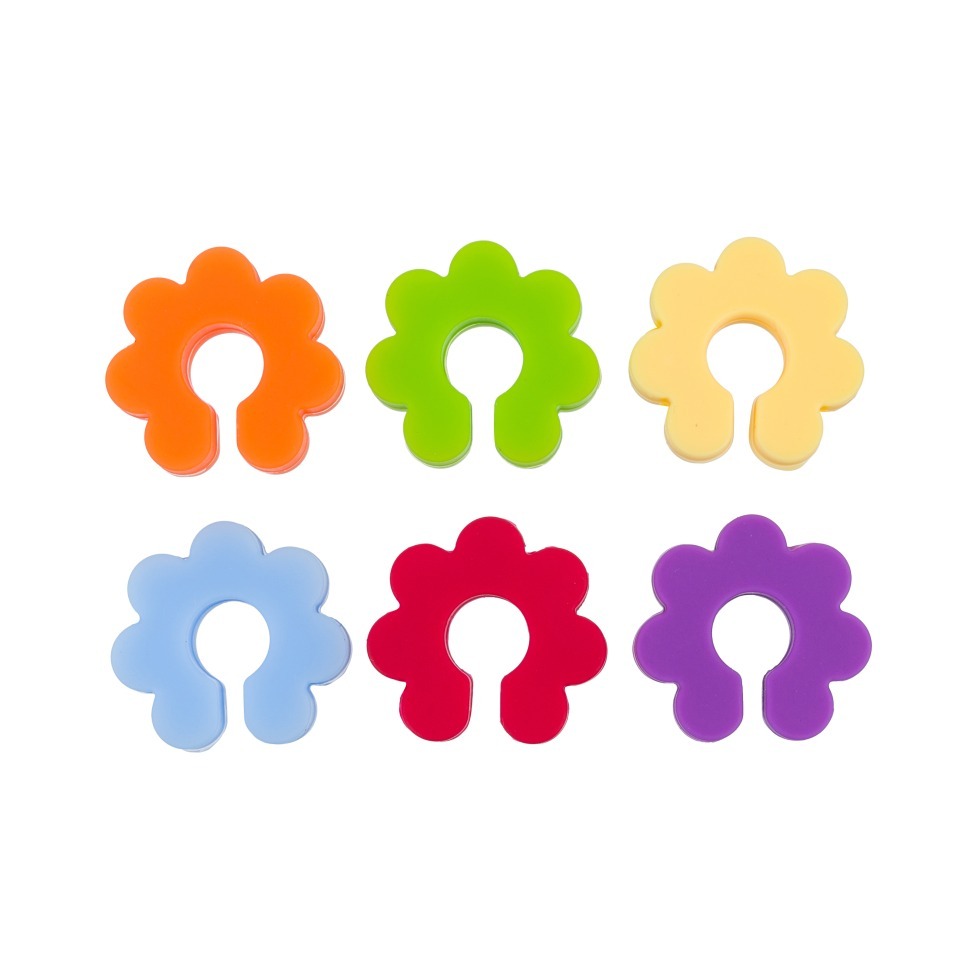 Фото Набор из 6 маркеров для бокалов цветок (силикон) ST2922 Flower - интернет-магазин МегаТерем в Москве