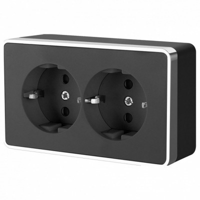 Розетка двойная с заземлением Werkel Gallant (черный/хром) W5072135 WRK_a050977