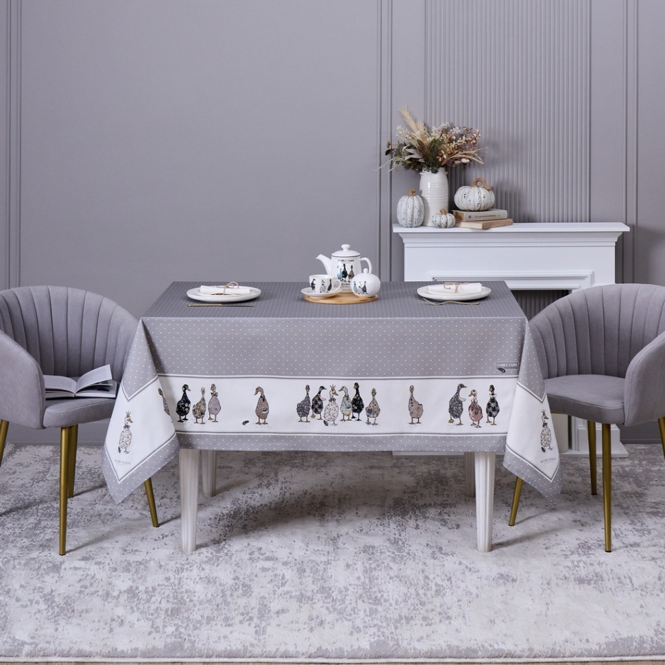 Фото Скатерть family farm 160х220см , 100% хлопок, серый, твил, пропитка Lefard (850-750-21) - интернет-магазин МегаТерем в Москве