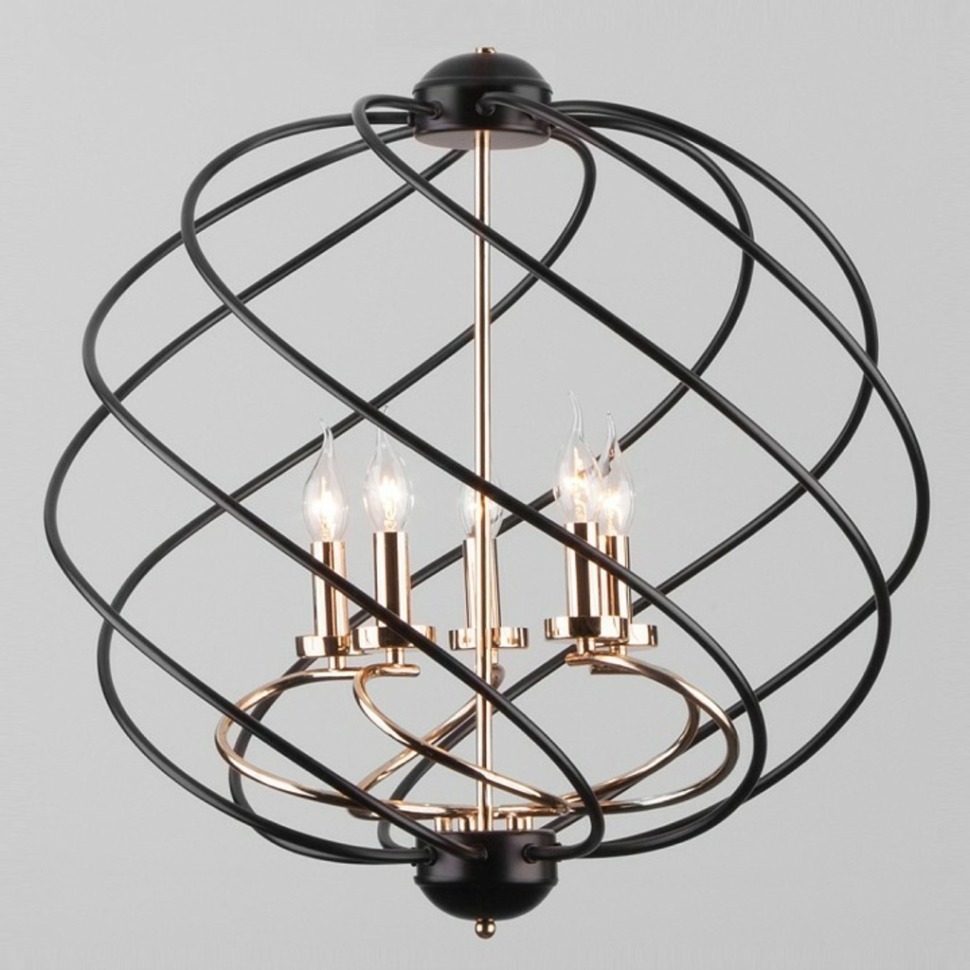 Фото Подвесная люстра Eurosvet Sorrel 60105/5 черный EV_a045704 - интернет-магазин МегаТерем в Москве