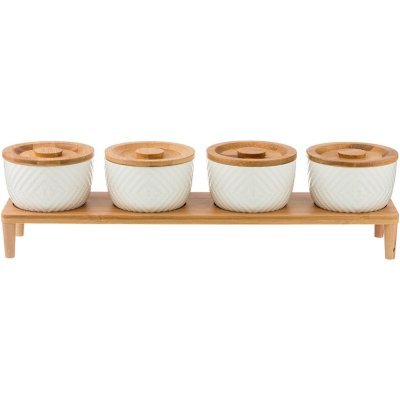 Набор из 4-х банок для сыпучих продуктов "native" 250 мл. на подставке 41*10 см. в=11 см. Lefard (587-139)