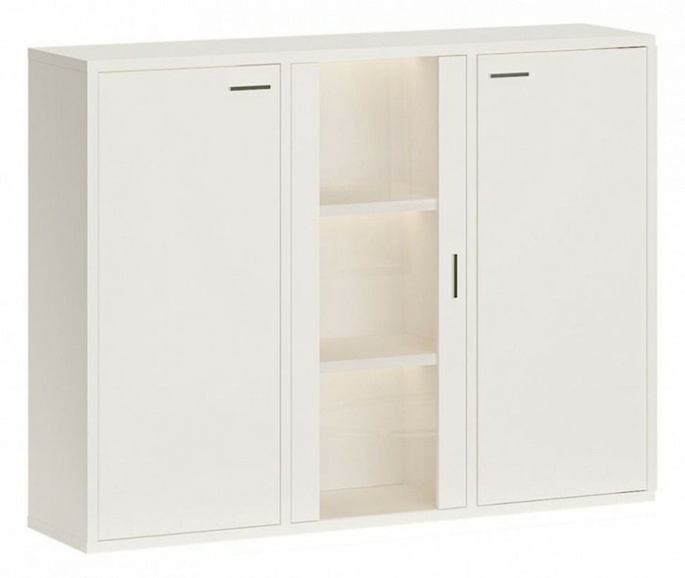 Фото Тумба-витрина Домино СУ(ш3в1)+2ФГ+1ФС MER_SUsh3v1-2FG-1FS-BE-belyj - интернет-магазин МегаТерем в Москве