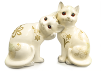 Комплект фигурок белых из 2 шт."кошка привлечение достатка" 21 и 25 см. (D-114-046-2)