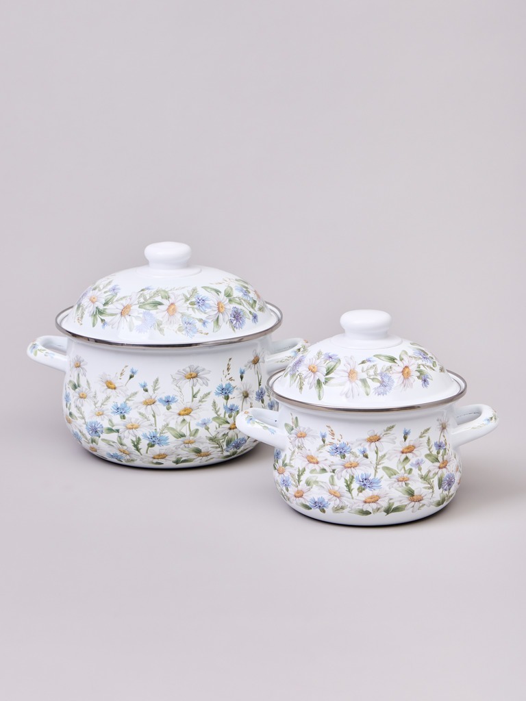 Фото Набор кастрюль agness  эмалированных серия sentiment, 4пр. 1,5л и 2,8л, 16х10см, 20х12см (934-719)  - интернет-магазин МегаТерем в Москве