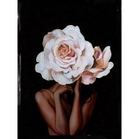 Картина Девушка с розой с кристаллами Swarovski (2344)
