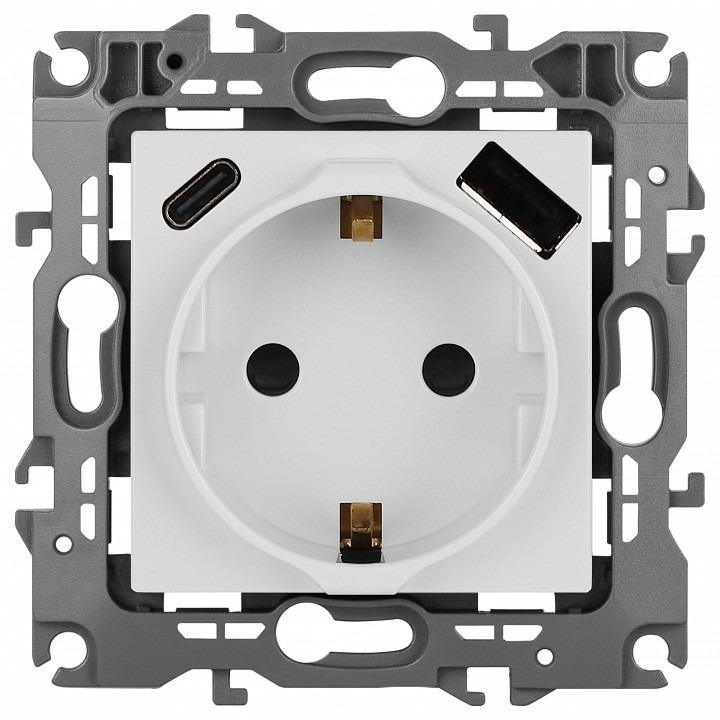 Фото Розетка с заземлением и со шторкой и 2хUSB, без рамки Эра Эра 12 12-4108-01 ER_B0067752 - интернет-магазин МегаТерем в Москве