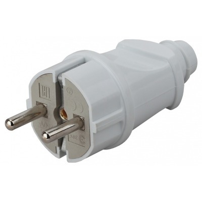 Вилка прямая с заземлением Эра  Vx2-W ER_B0039673