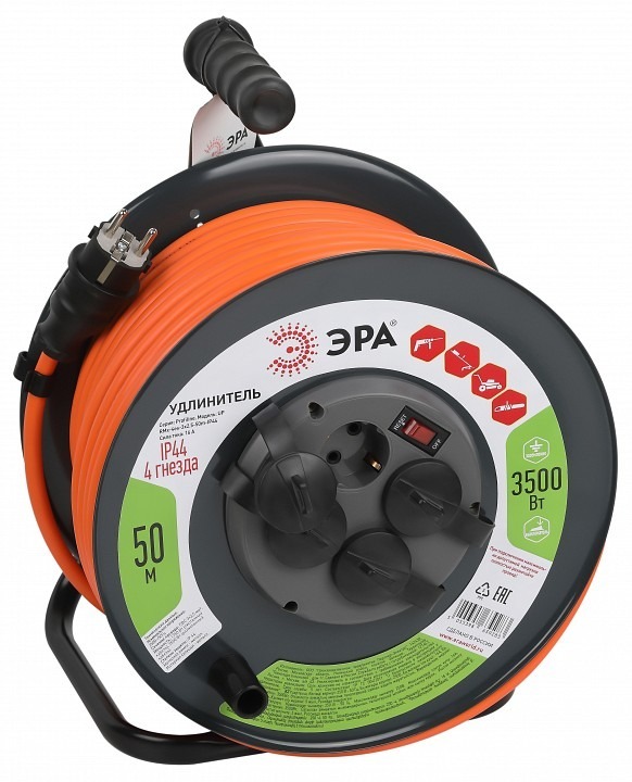 Фото Удлинитель с выключателем Эра  RMx-4es-3x2.5-50m-IP44 ER_B0052922 - интернет-магазин МегаТерем в Москве