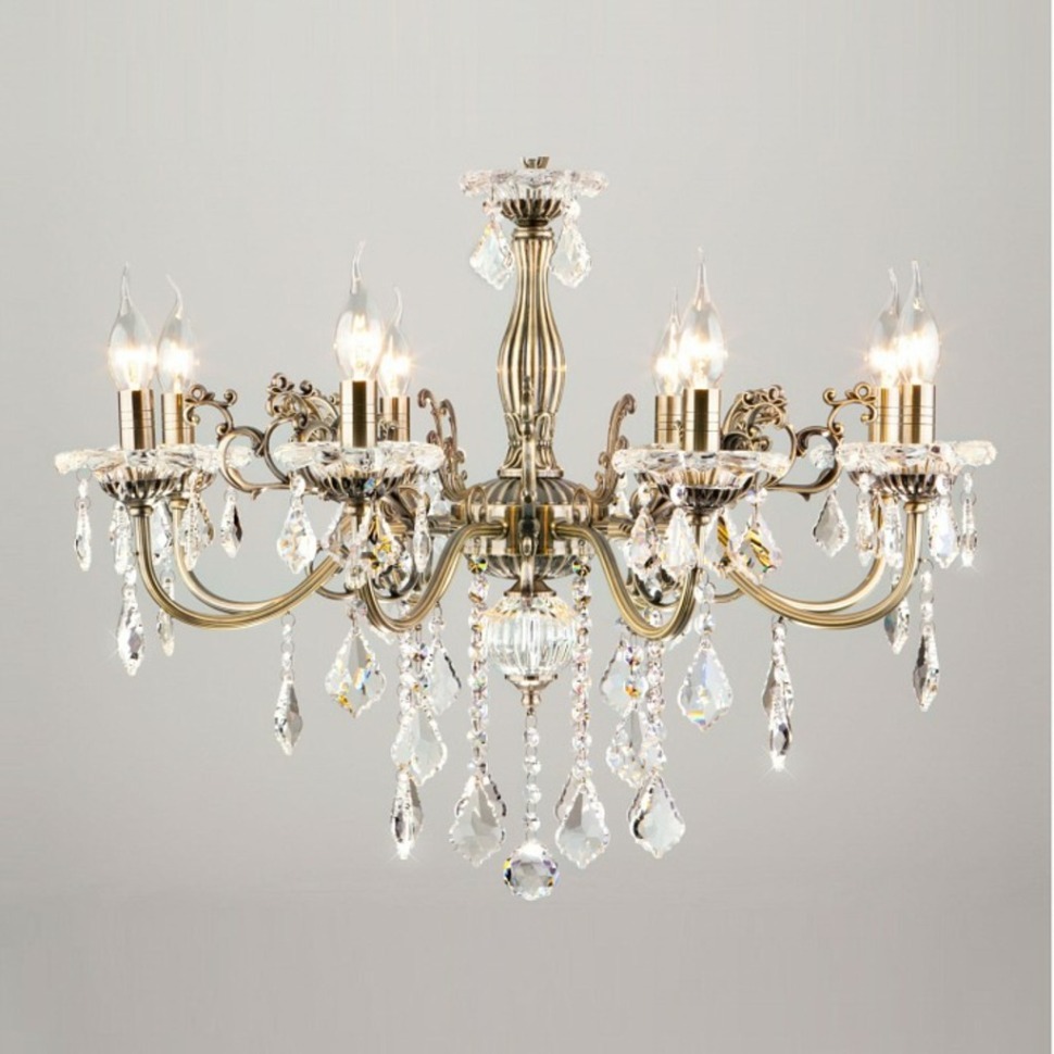 Фото Подвесная люстра Eurosvet Elisha 3281/8 античная бронза/прозрачный хрусталь Strotskis EV_63379 - интернет-магазин МегаТерем в Москве
