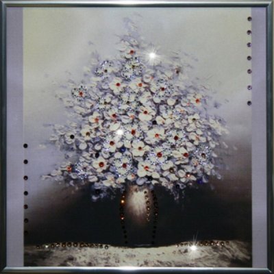 Картина Белая сирень с кристаллами Swarovski (1349)