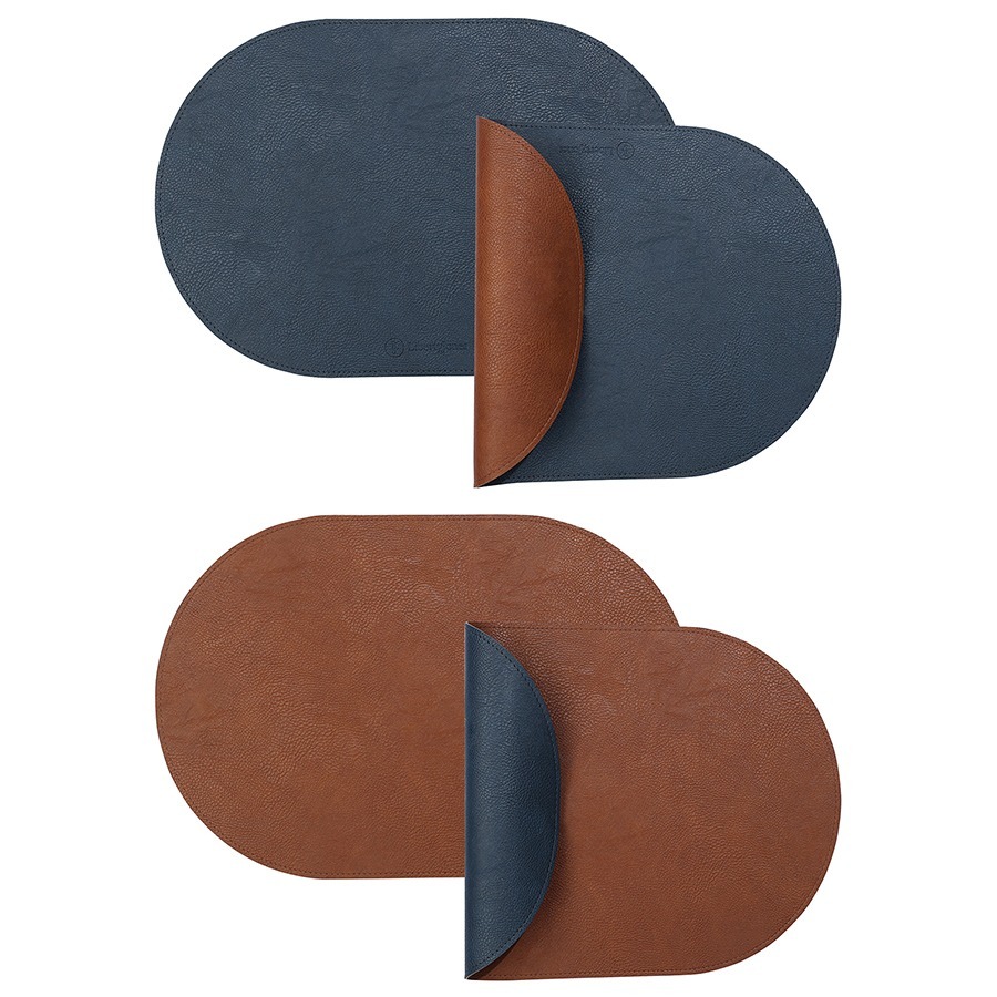 Фото Набор из 4-х двухсторонних сервировочных салфеток pool, 30х45 см, синий/коричневый (78746) - интернет-магазин МегаТерем в Москве