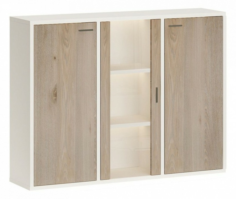 Фото Тумба-витрина Домино СУ(ш3в1)+2ФГ+1ФС MER_SUsh3v1-2FG-1FS-BEN-belyj-nelson - интернет-магазин МегаТерем в Москве