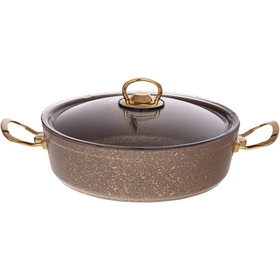 Фото Сотейник agness премиум  экселент 28x8 см, 4,9 л инд дно, трехслойное покр granit, pfoa free Agness (936-233) - интернет-магазин МегаТерем в Москве