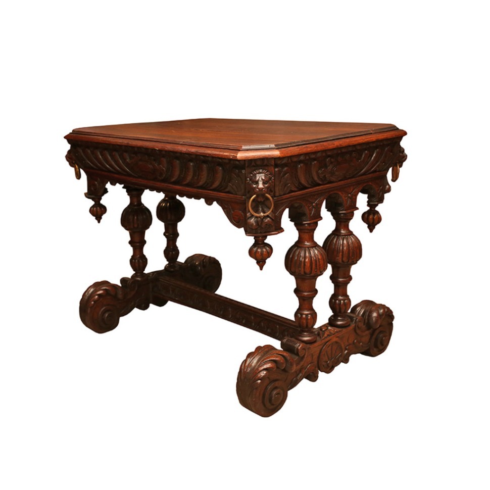 Фото Стол Ренессанс XIX век DM-RenaissenceDesk, дуб, mahogany, ROOMERS ANTIQUE - интернет-магазин МегаТерем в Москве