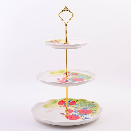 Фото Конфетница 3х-ярусная Цветущие Маки LORAINE (60287) - интернет-магазин МегаТерем в Москве