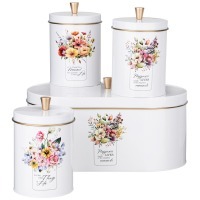 Набор agness "floral mood" 2в1 хлебница 34*20*18 см, банка для сыпучих 12*17,5 см 3 шт (790-377) 