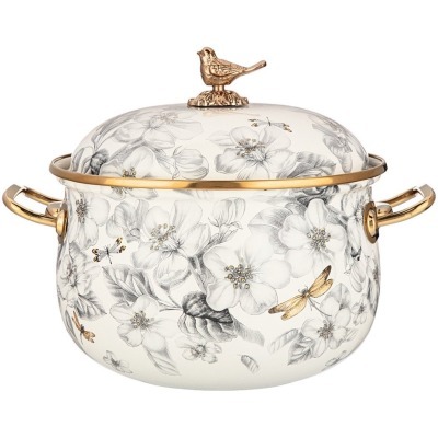 Кастрюля эмалированная agness с крышкой, серия яблоневый сад 3,8л, диа.20см подходит для индук.пл (950-523) 