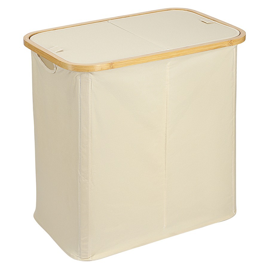 Фото Корзина для белья с двумя отделениями neat twin, 53,5х33х53 см, молочная (77873) - интернет-магазин МегаТерем в Москве