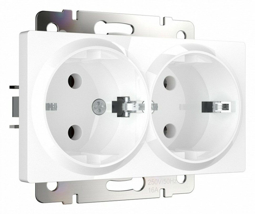 Фото Розетка двойная с заземлением, без рамки Werkel белый W1172001 WRK_a051129 - интернет-магазин МегаТерем в Москве