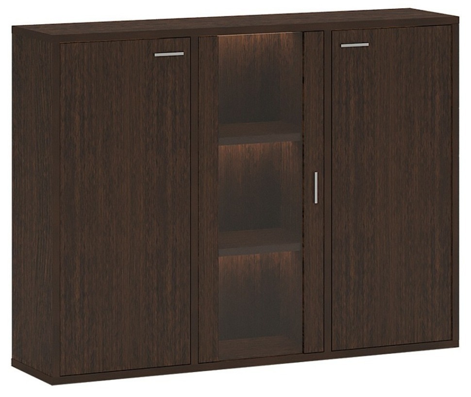 Фото Тумба-витрина Домино СУ(ш3в1)+2ФГ+1ФС MER_SUsh3v1-2FG-1FS-V-venge - интернет-магазин МегаТерем в Москве