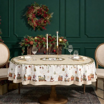 Скатерть  овальная  "щелкунчик" ,160х220см бежевый ,100% хлопок ,твил Lefard (850-757-41)