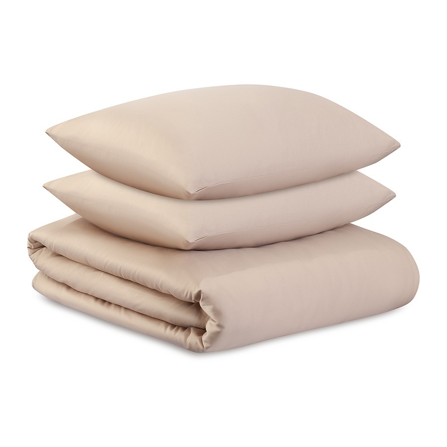 Фото Комплект постельного белья из премиального сатина бежевого цвета из коллекции essential, 200х220 см (79817) - интернет-магазин МегаТерем в Москве